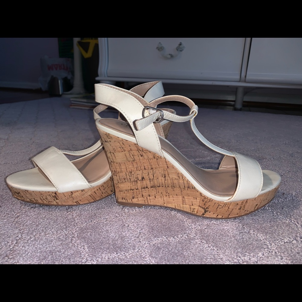 White wedge heels